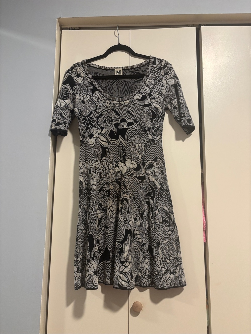 Missoni Black & Ivory Floral-Print Scoop Mini Dress